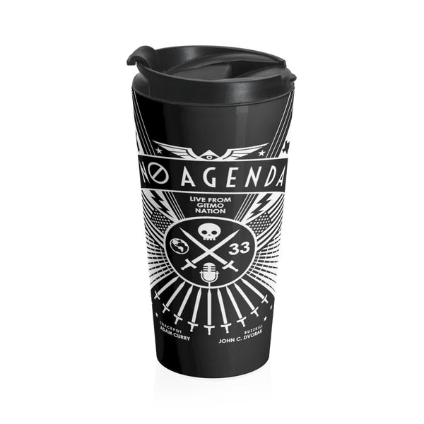NO AGENDA RALLY - DARK - 15 oz travel mug