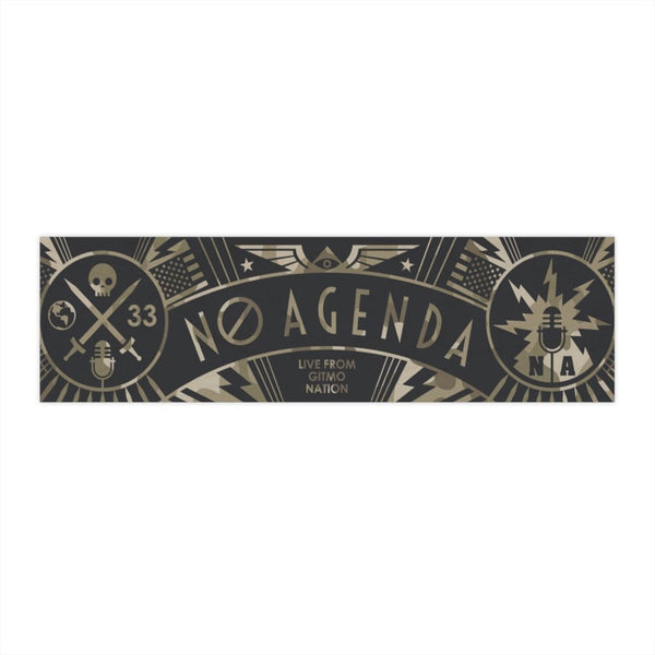 NO AGENDA RALLY - camo tan - bumper sticker