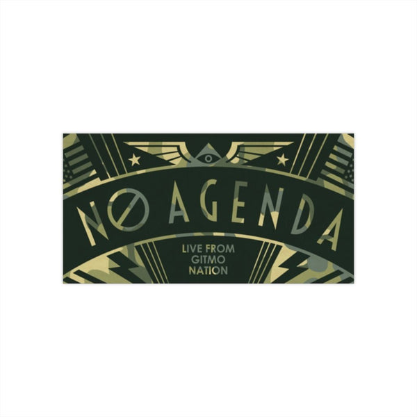 NO AGENDA RALLY - camo green - bumper sticker