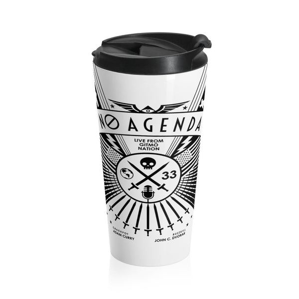 NO AGENDA RALLY - LIGHT - 15oz travel mug