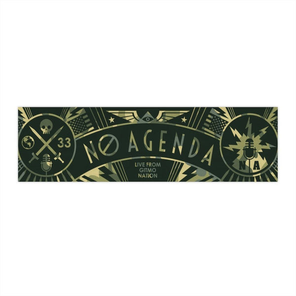 NO AGENDA RALLY - camo green - bumper sticker
