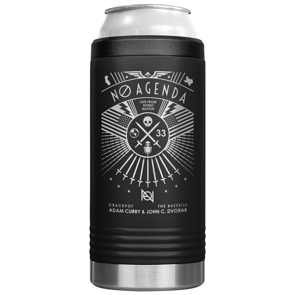 NO AGENDA RALLY - slim steel coozie