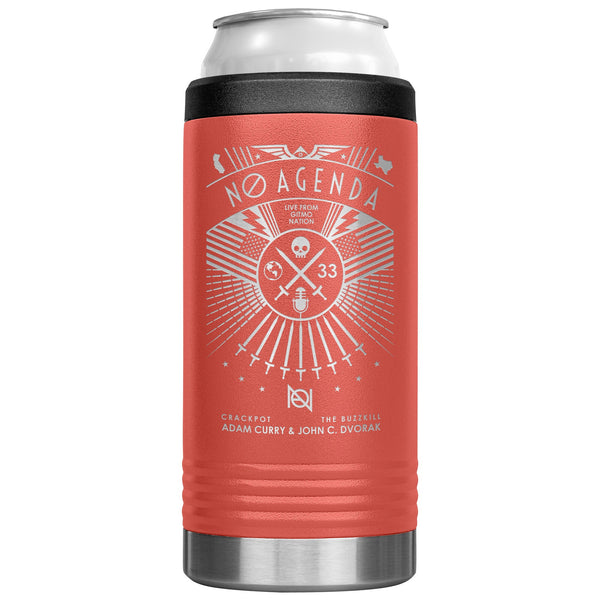 NO AGENDA RALLY - slim steel coozie