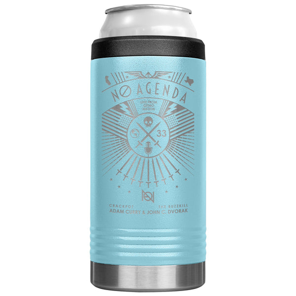 NO AGENDA RALLY - slim steel coozie
