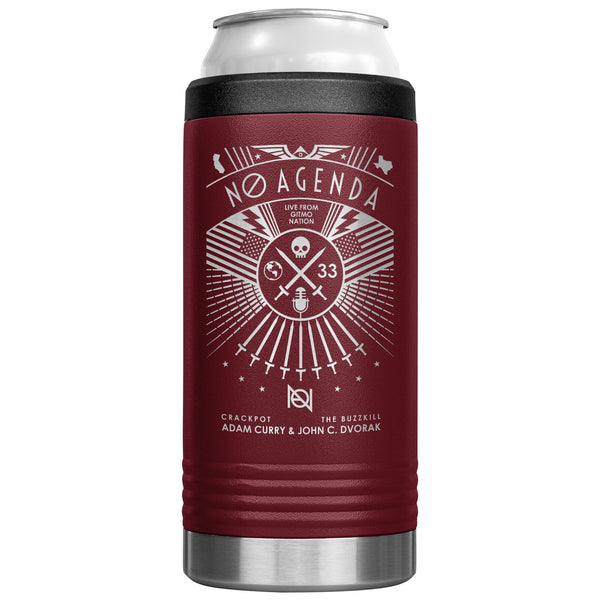 NO AGENDA RALLY - slim steel coozie