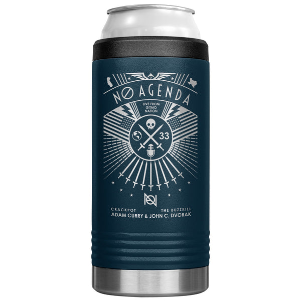 NO AGENDA RALLY - slim steel coozie