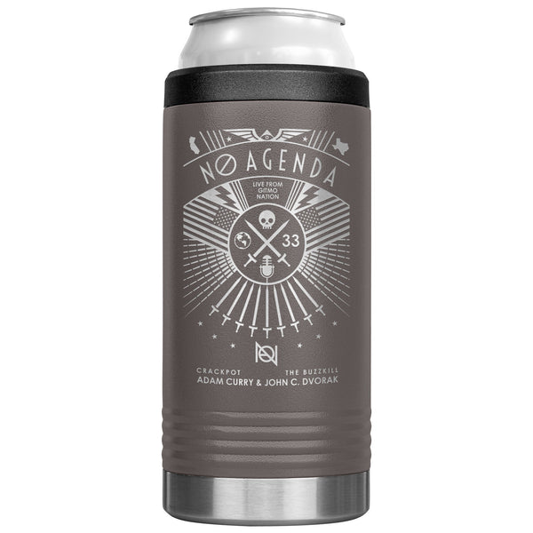 NO AGENDA RALLY - slim steel coozie