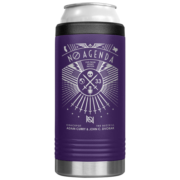 NO AGENDA RALLY - slim steel coozie