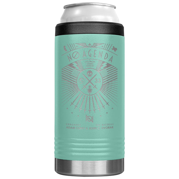 NO AGENDA RALLY - slim steel coozie