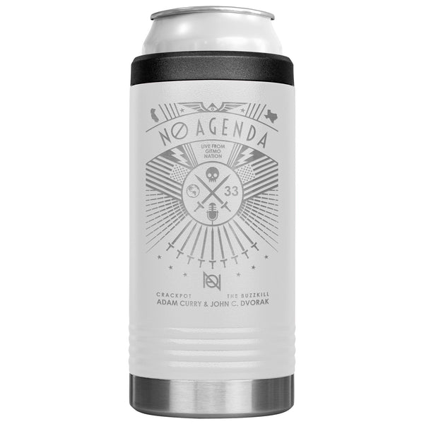 NO AGENDA RALLY - slim steel coozie