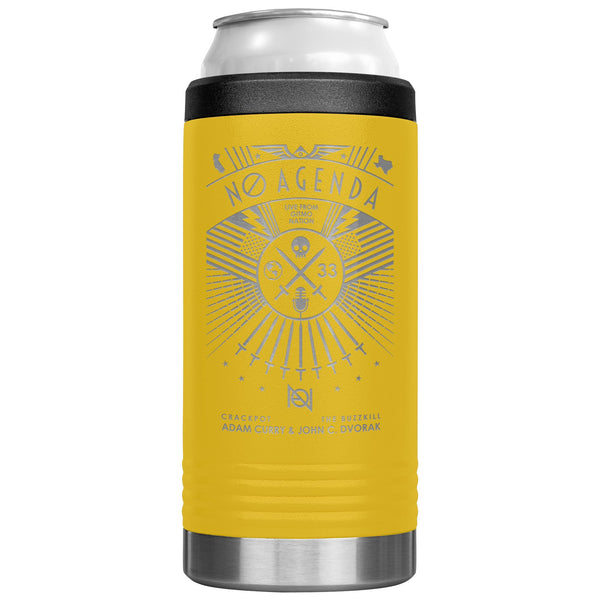 NO AGENDA RALLY - slim steel coozie