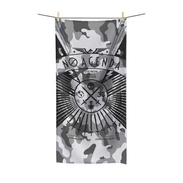 NO AGENDA RALLY - CAMO GRAY - beach towel