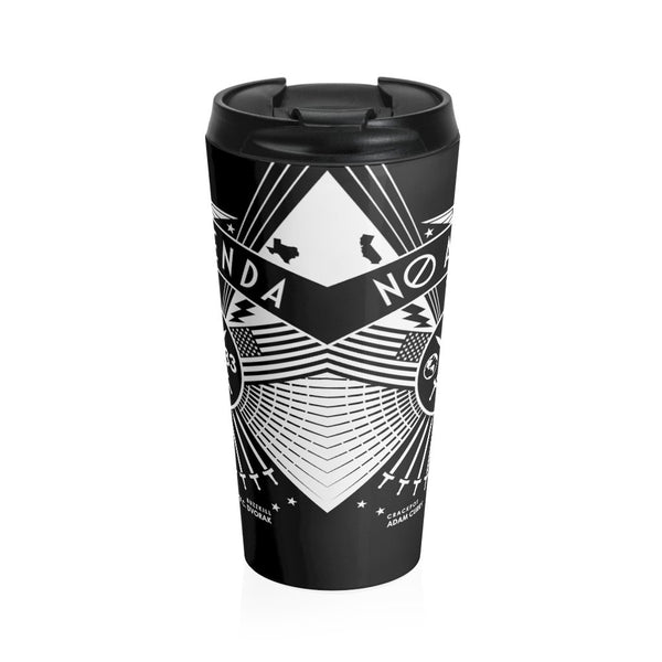 NO AGENDA RALLY - DARK - 15 oz travel mug