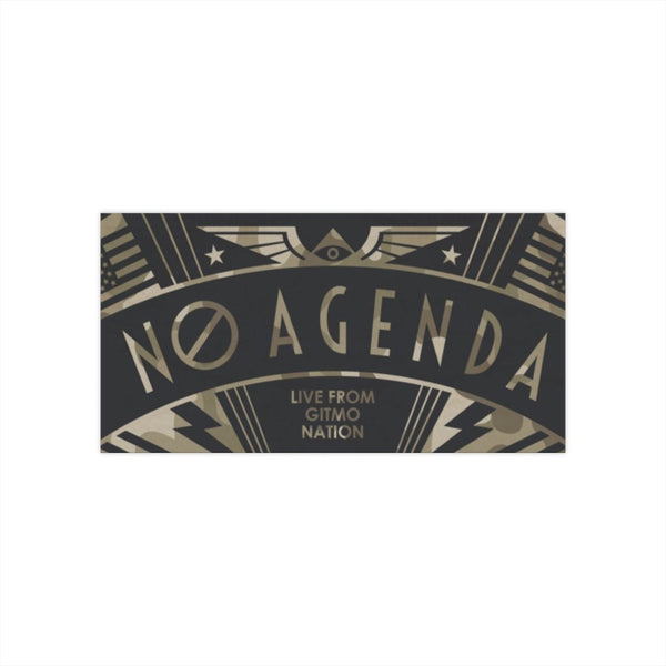 NO AGENDA RALLY - camo tan - bumper sticker