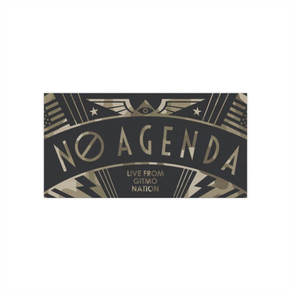 NO AGENDA RALLY - camo tan - bumper sticker