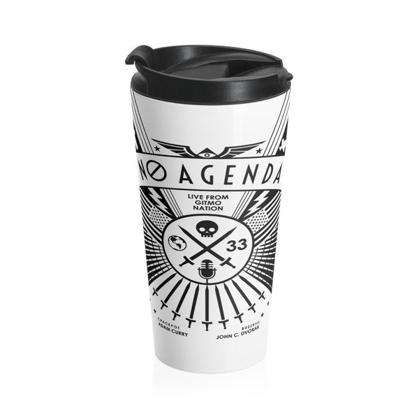 NO AGENDA RALLY - LIGHT - 15oz travel mug