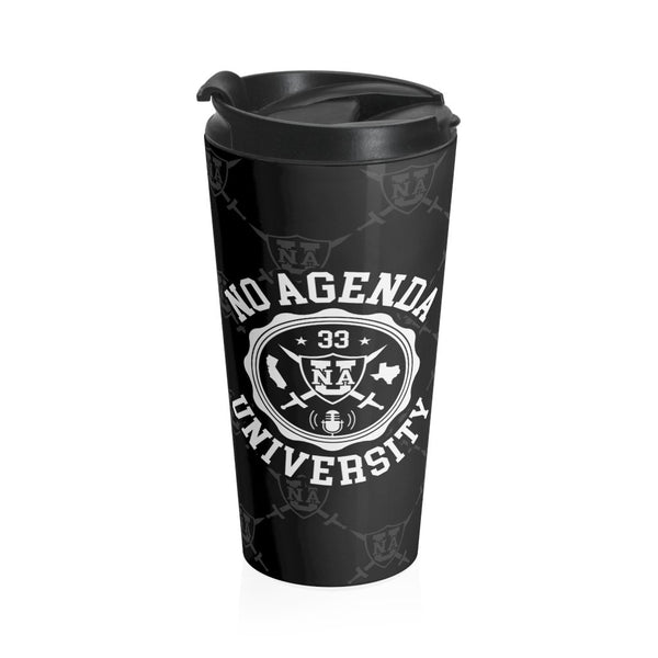 NO AGENDA UNIVERSITY - B - 15 oz travel mug