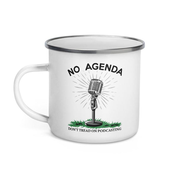 DONT TREAD ON PODCASTING - enamel mug