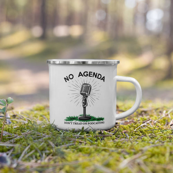 DONT TREAD ON PODCASTING - enamel mug