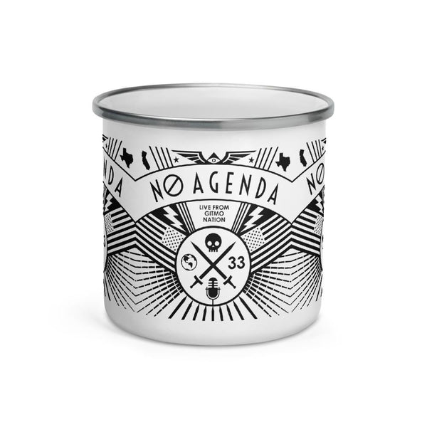 NO AGENDA RALLY - enamel mug