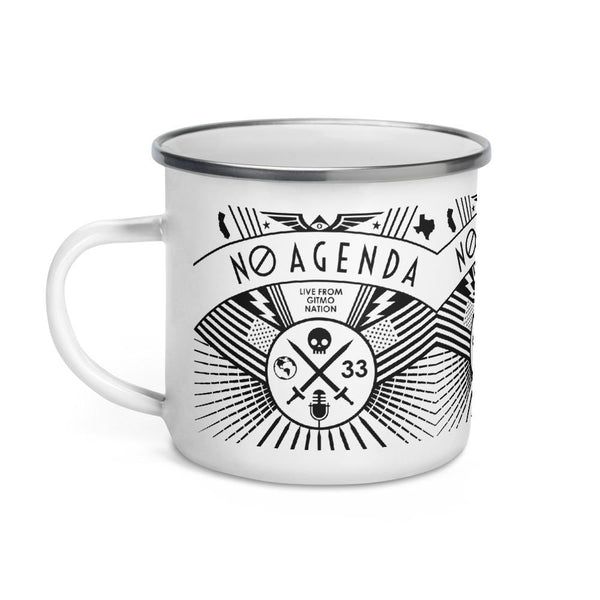 NO AGENDA RALLY - enamel mug