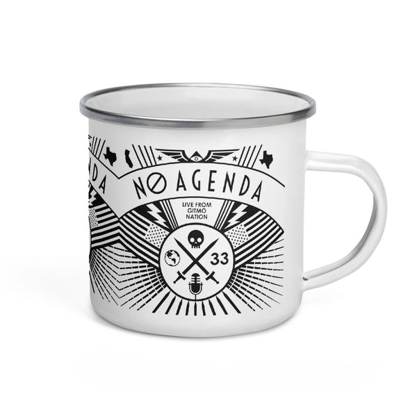 NO AGENDA RALLY - enamel mug