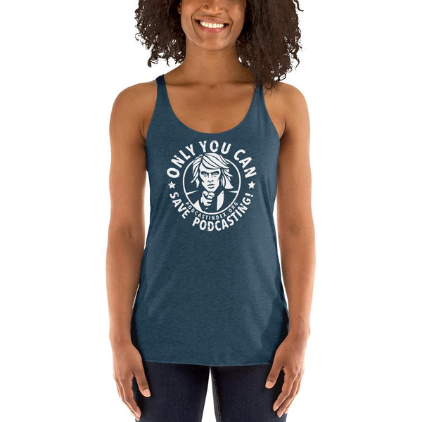 SAVE PODCASTING! - racerback tank