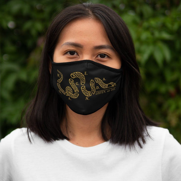LISTEN OR DIE - GOLD- fitted face mask