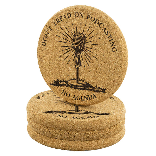 DONT TREAD ON PODCASTING - cork coasters