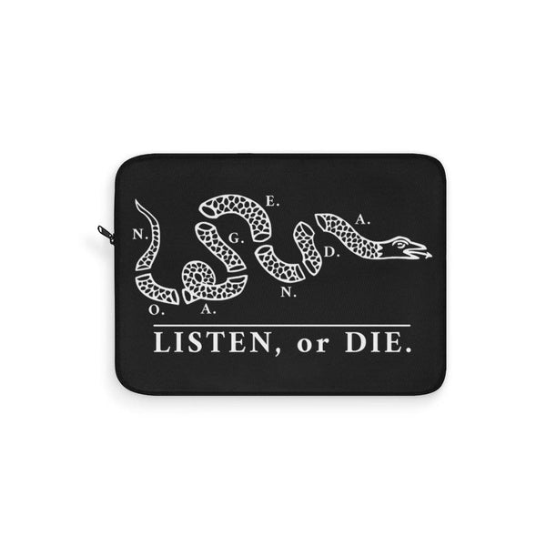 LISTEN OR DIE - BW - laptop sleeve