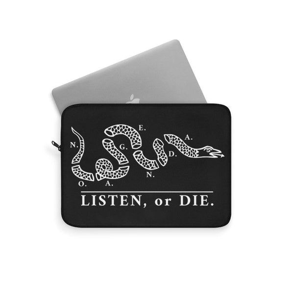 LISTEN OR DIE - BW - laptop sleeve