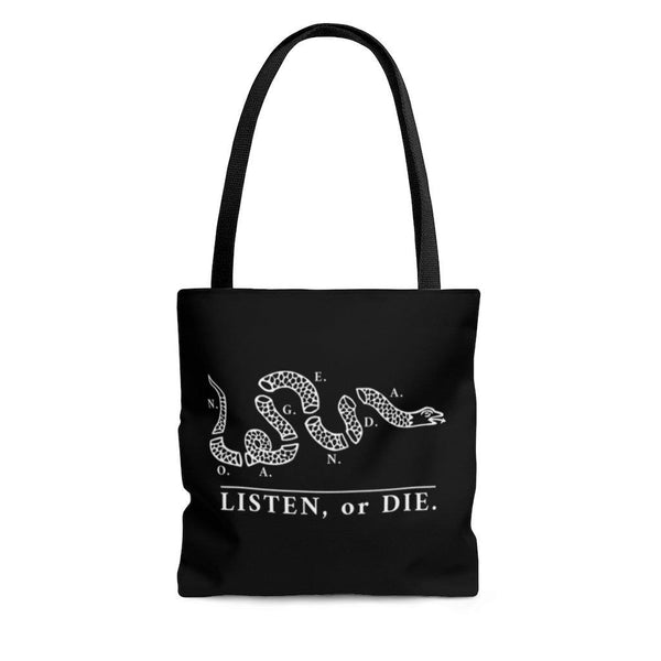 LISTEN OR DIE - BW - tote bag