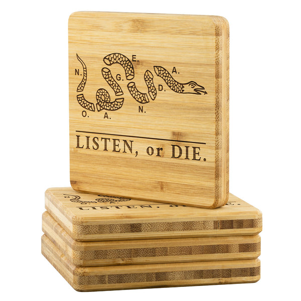 LISTEN OR DIE - bamboo coasters