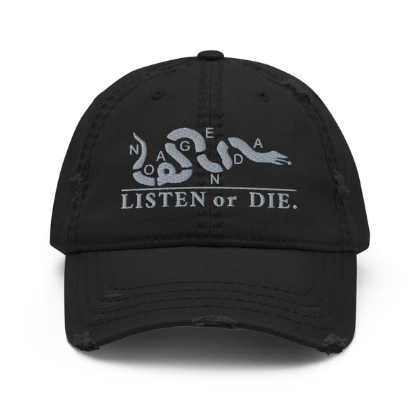 LISTEN OR DIE - distressed hat